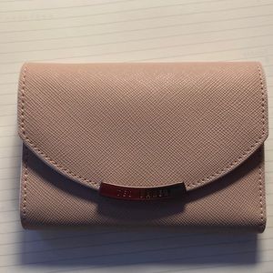 Beige/pink/nude Ted Baker wallet with rose gold hardware. New